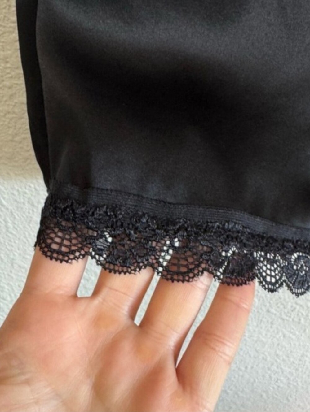 SilkSilky Black Mulberry Silk Lace Trim Camisole Babydoll Top XL Sleeveless - Picture 5 of 8